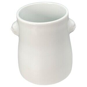 French Limoges White Porcelain Cachepot w/ Lion Head Vase Bodum